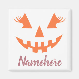 Custom Girly Jack O Lantern Pumpkin Halloween Magnet