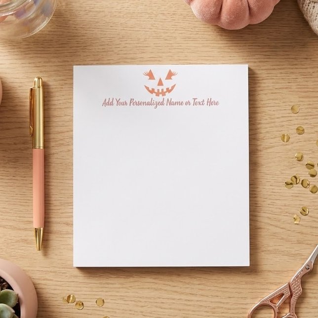 Custom Girly Jack O Lantern Pumpkin Halloween Notepad (Creator Uploaded)