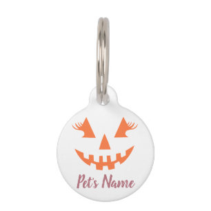 Custom Girly Jack O Lantern Pumpkin Halloween Pet Tag