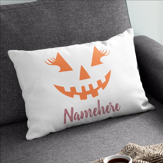 Custom Girly Jack O Lantern Pumpkin Halloween Pillowcase (Creator Uploaded)