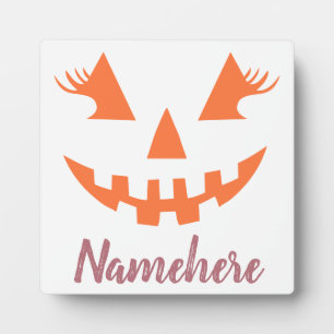 Custom Girly Jack O Lantern Pumpkin Halloween Plaque