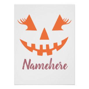 Custom Girly Jack O Lantern Pumpkin Halloween Poster