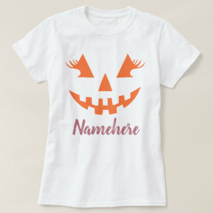 Custom Girly Jack O Lantern Pumpkin Halloween T-Shirt