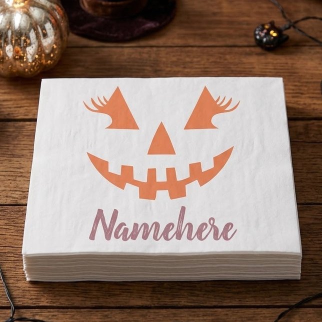 Custom Girly Jack O Lantern Pumpkin Halloween Tissue Paper (Creator Uploaded)