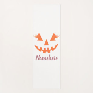 Custom Girly Jack O Lantern Pumpkin Halloween Yoga Mat