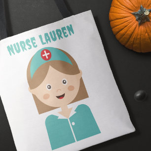 Custom Girly Nurse Halloween Trick Treat Tote Bag