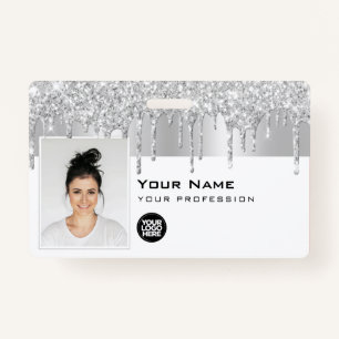 Custom Glam Employee Photo, Bar Code, Logo, Name Badge