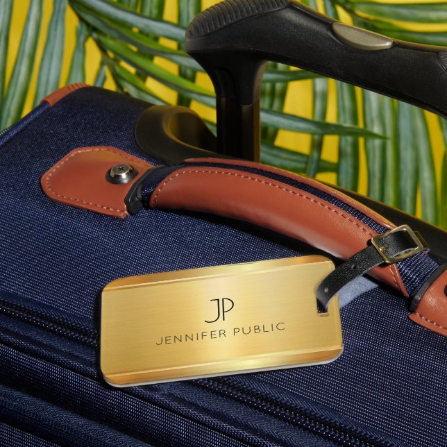 Custom Glamorous Gold Look Elegant Template Luxury Luggage Tag (Front Insitu 3)