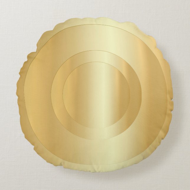Custom Glamourous Blank Template Elegant Faux Gold Round Pillow (Front)
