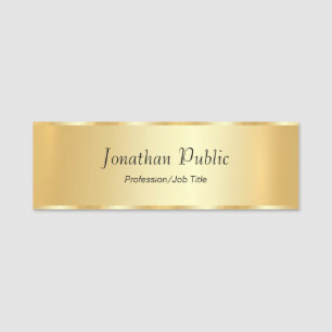 Custom Glamourous Gold Look Modern Script Template Name Tag