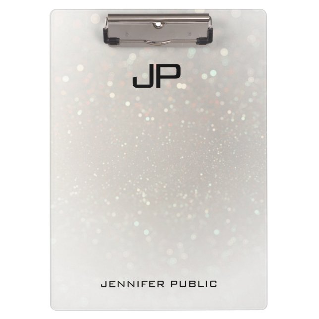 Custom Glamourous Modern Monogrammed Elegant Clipboard (Front)