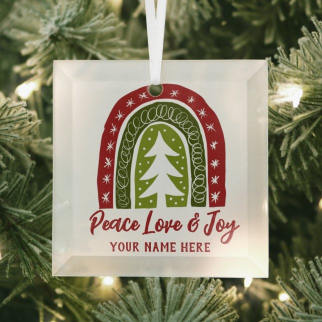 Custom glass Boho Christmas tree ornament (Insitu)