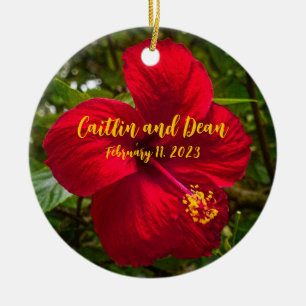 Custom Glass Hibiscus Ornament