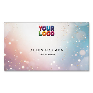 Custom Glitter Blue Opal Stone Background Magnetic Business Card