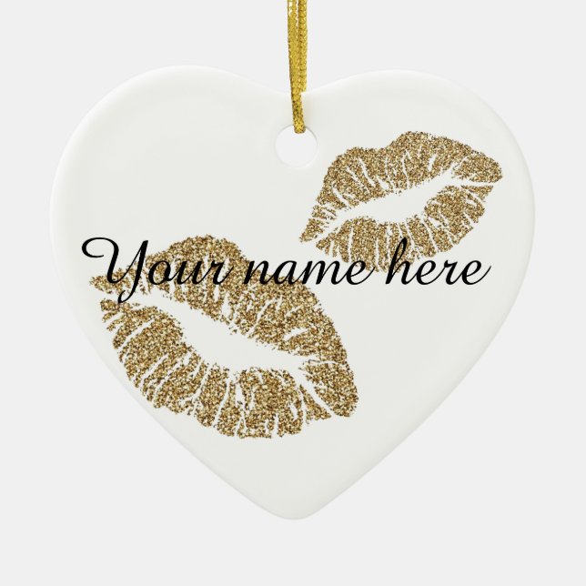Custom Glitter Lips Ornament (Front)