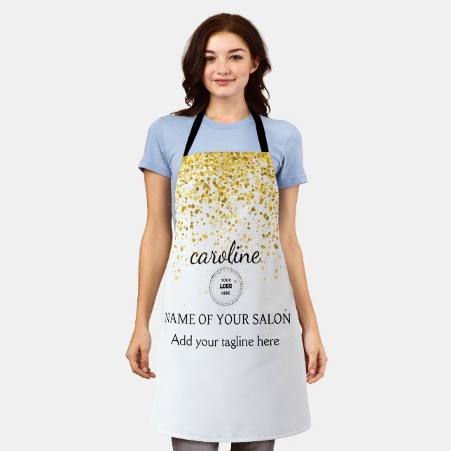 Custom Glitter Salon Apron – Personalized Styled (Worn)
