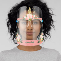 Custom Glitter Unicorn Horn Coral Flowers