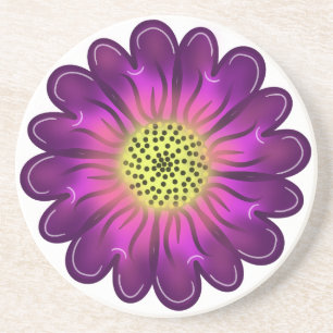 Custom Glowing Neon Purple & Pink Dahlia Flower Coaster