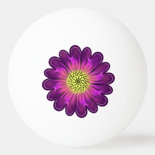 Custom Glowing Neon Purple & Pink Dahlia Flower Ping Pong Ball