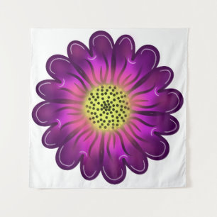 Custom Glowing Neon Purple & Pink Dahlia Flower Tapestry