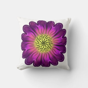 Custom Glowing Neon Purple & Pink Dahlia Flower Throw Pillow