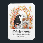 Custom Gnome Autumn Leaf 50th Wedding Anniversary Magnet<br><div class="desc">Custom 50th wedding anniversary keepsake magnet with a design featuring a bride and groom gnomes and an autumn leaves arch illustration. Edit the template with any year and message.</div>