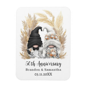Custom Gnome Pampas Grass 50th Wedding Anniversary Magnet