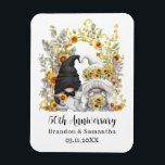 Custom Gnome Sunflower 50th Wedding Anniversary Magnet<br><div class="desc">Custom 50th wedding anniversary keepsake magnet with a design featuring a bride and groom gnomes and a sunflower arch illustration. Edit the template with any year and message.</div>