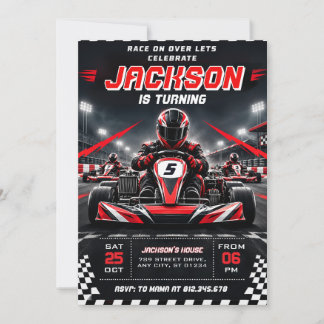 Custom Go Kart Birthday Invitation