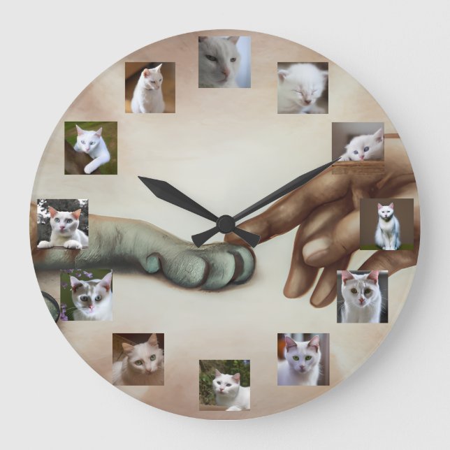 Custom God Created Cat 12-Year Kitty Your Photos Large Clock (Front)