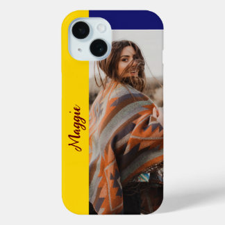 Custom Gold and Blue One-Photo iPhone Case