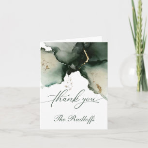 Custom Gold and Sage Green Watercolor Geode  Thank You Card