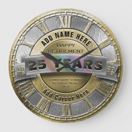 Custom Gold and Silver Retirement Award Large Clock