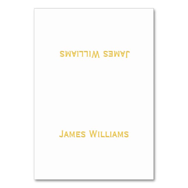 Custom Gold And White Table Place Setting Cards (Front)