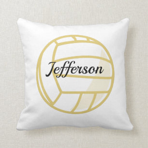  Custom Gold and white volleyball football Throw Pillow