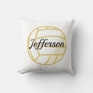  Custom Gold and white Volleyball Throw Pillow