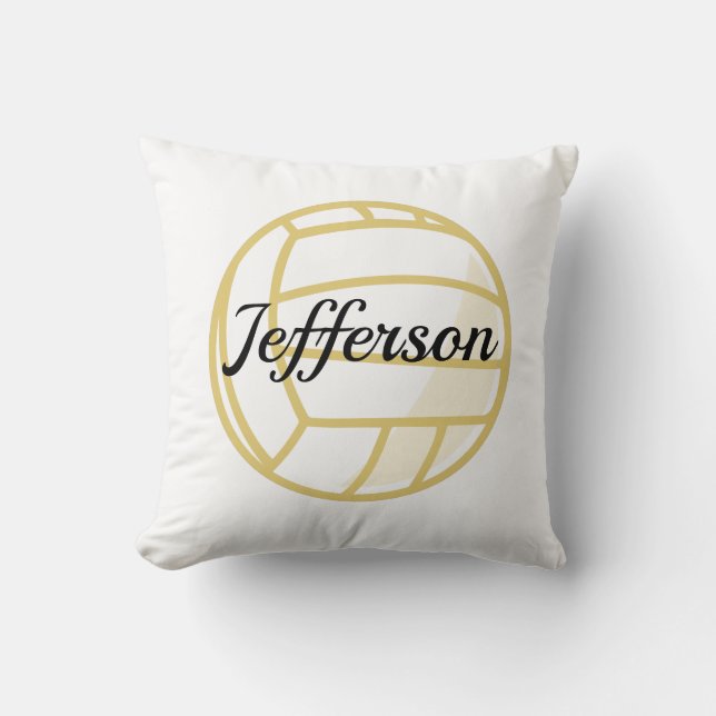  Custom Gold and white Volleyball Throw Pillow (Front)