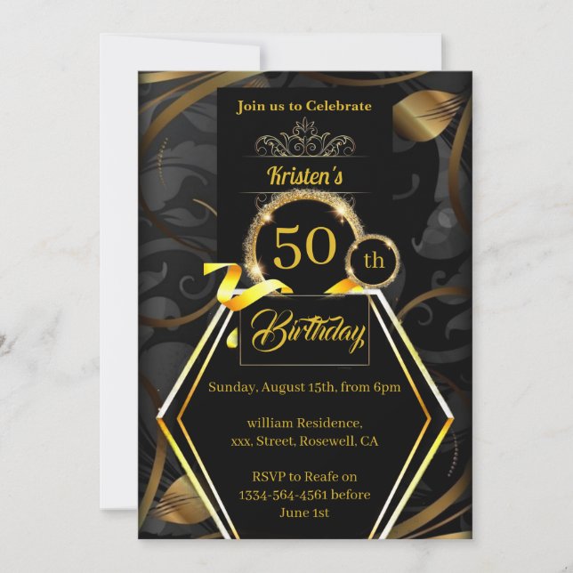 Custom Gold Birthday Invitation (Front)