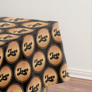 Custom Gold & Black Business Company Logo Pattern Tablecloth