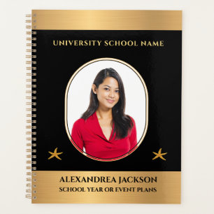 Custom Gold Black Elegant Photo Personalize Planner