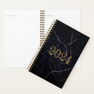 Custom Gold Black MARBLE Calendar Daily Monthlly Planner