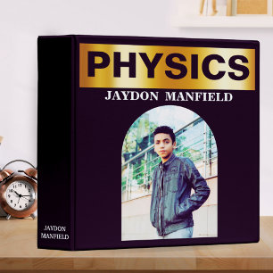 Custom Gold & Black Modern Physics Name Photo Binder