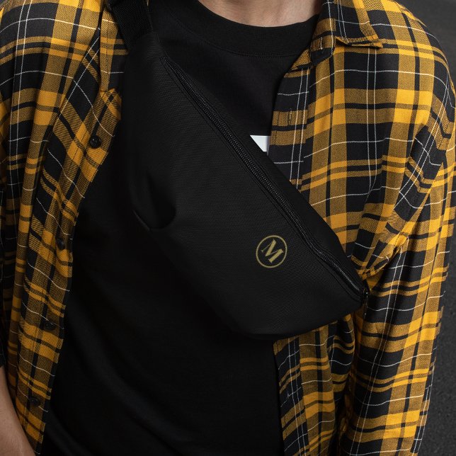 Custom Gold Black Monogram l Stylish Minimalist  Fanny Pack (Creator Uploaded)