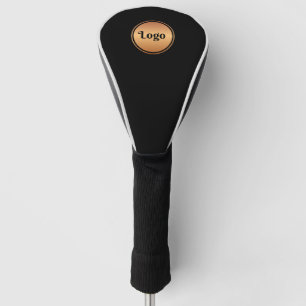 Custom Gold & Black Round Business Logo Company Golf Head Cover