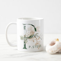 Custom Gold Botanical Eucalyptus Monogram "P"