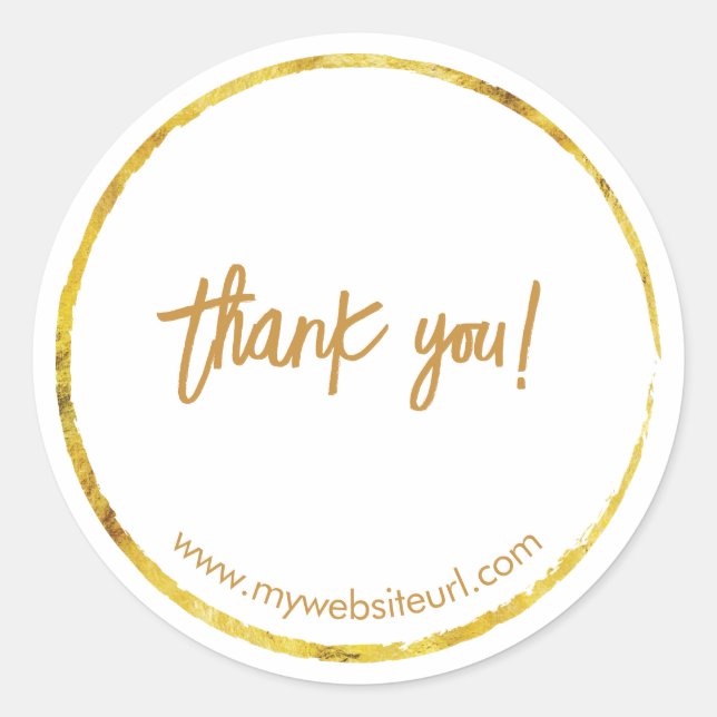 Custom Gold Business "Thank You" Classic Round Sticker (Front)