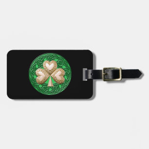 Custom Gold Clover & Celtic Knots Luggage Tag