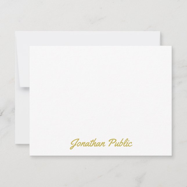 Custom Gold Colour Hand Script Text Personalized Card (Front)