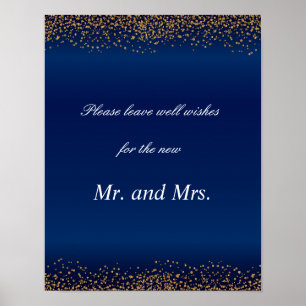 Custom - Gold Confetti & Navy Blue Well Wishes Poster