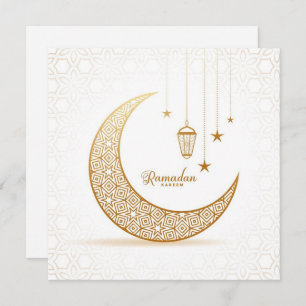 custom Gold Crescent moon Ramadan kareem Holiday Card